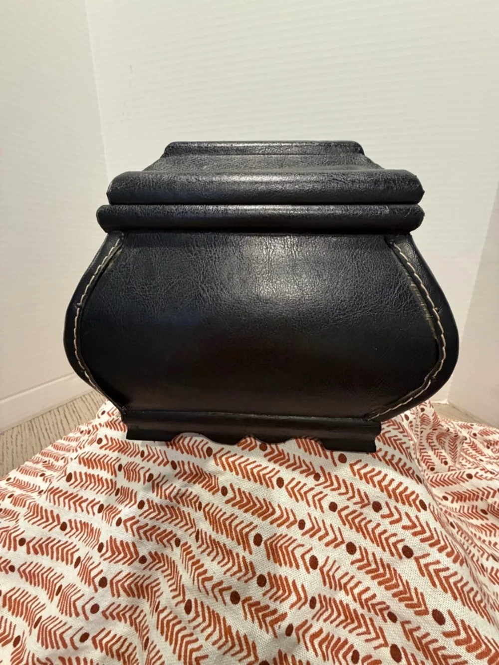 Sonoma Valley Estate Black Leather Decorative Box with Gold Print
